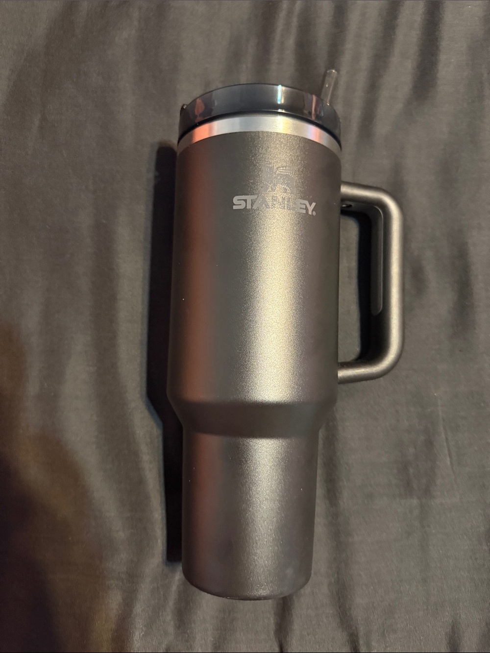Stanley Matte Black Travel Tumbler with Handle and Clear Lid